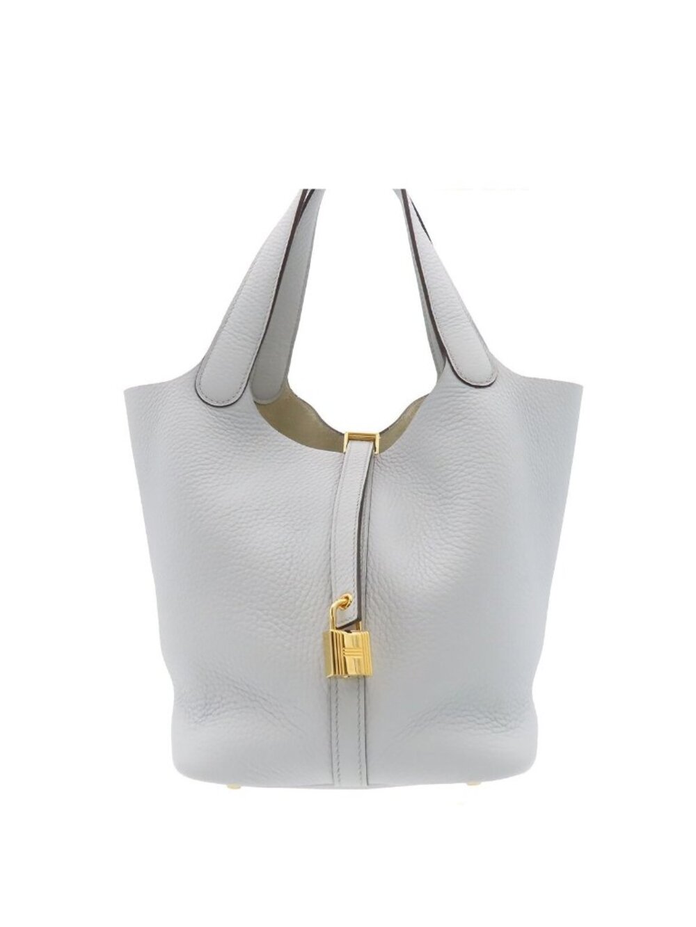 Hermes Picotin Lock MM Blue Pale Gold Taurillon Handbag